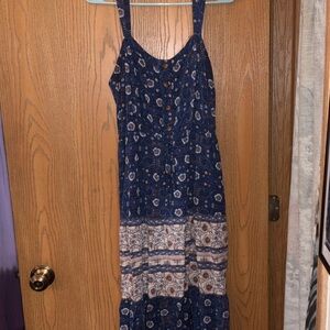 Lucky Brand Blue and Tan Floral Dress